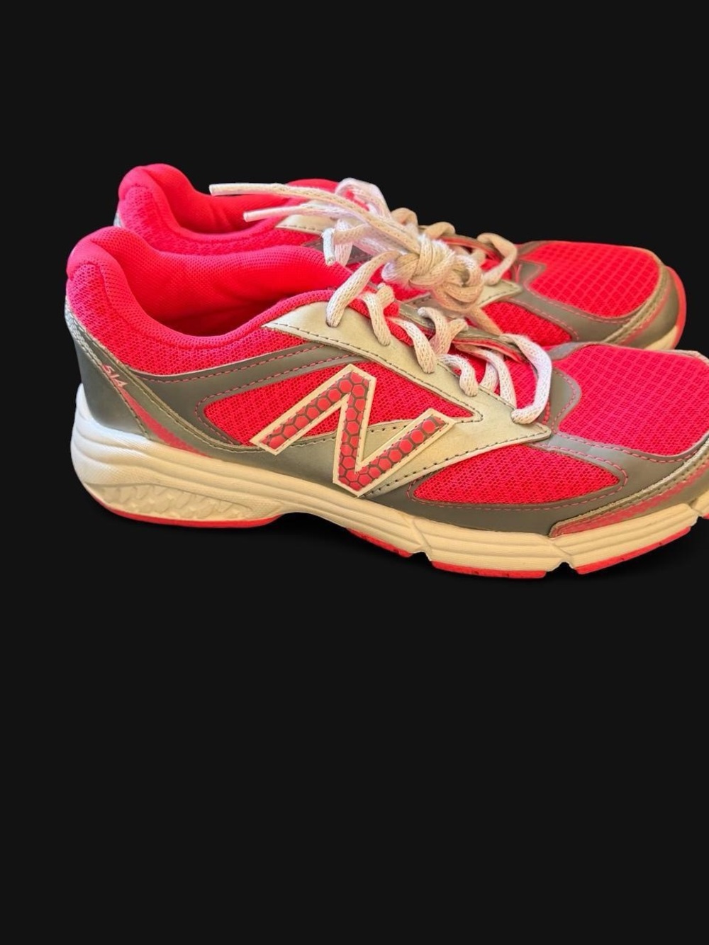 New Balance Kids Hot Pink and Gray Athletic Sneakers - Picture 3 of 7